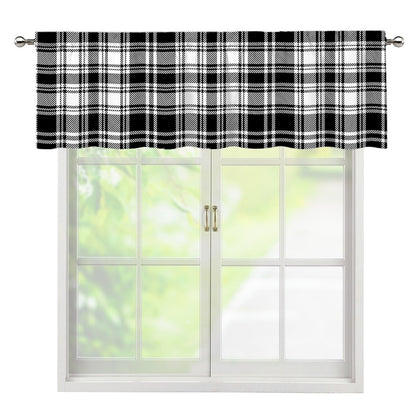 Black And White Plaid Pattern Print Window Valance