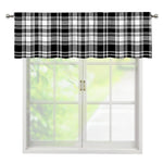 Black And White Plaid Pattern Print Window Valance