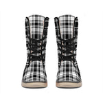 Black And White Plaid Pattern Print Winter Boots
