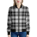Black And White Plaid Pattern Print Women's Bomber Jacket