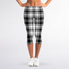 Black And White Plaid Pattern Print Women's Capri Leggings