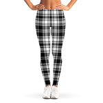 Black And White Plaid Pattern Print Women's Leggings