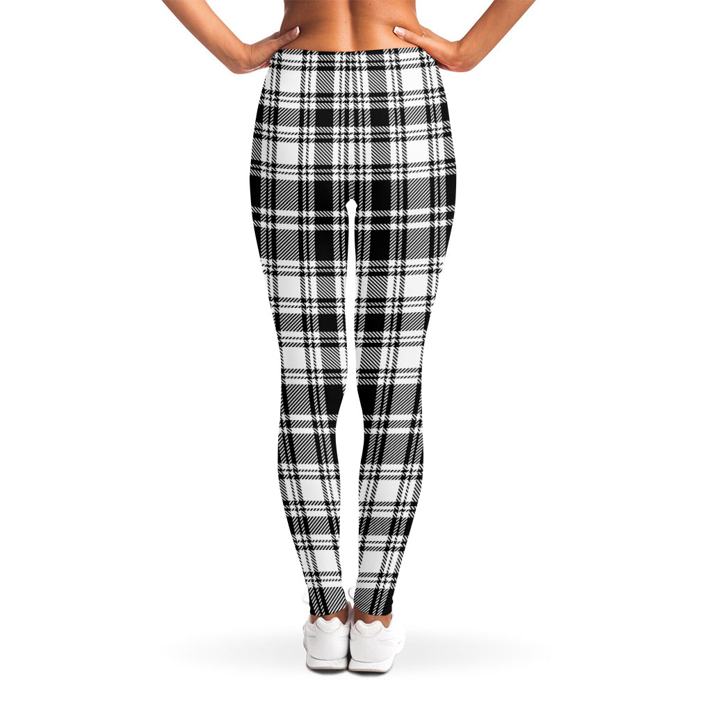 Black And White Plaid Pattern Print Women's Leggings