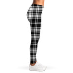 Black And White Plaid Pattern Print Women's Leggings