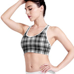 Black And White Plaid Pattern Print Women's Sports Bra