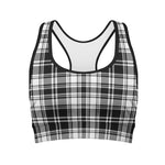 Black And White Plaid Pattern Print Women's Sports Bra