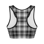 Black And White Plaid Pattern Print Women's Sports Bra