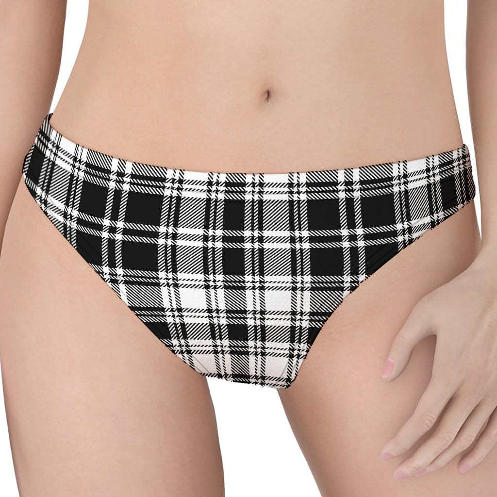Black And White Plaid Pattern Print Women's Thong