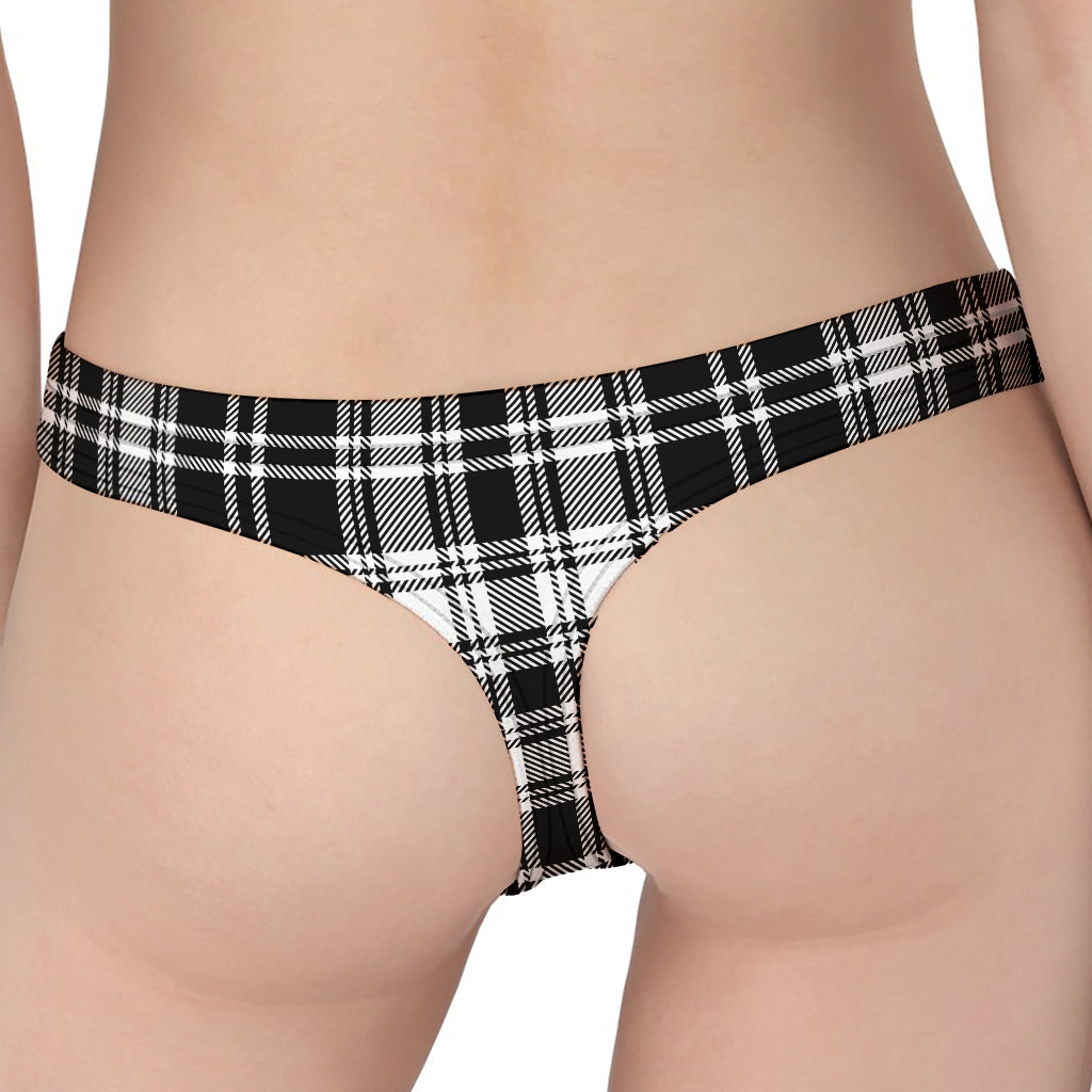Black And White Plaid Pattern Print Women's Thong