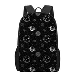 Black And White Planets Pattern Print 17 Inch Backpack