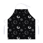 Black And White Planets Pattern Print Adjustable Apron
