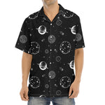 Black And White Planets Pattern Print Aloha Shirt