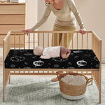 Black And White Planets Pattern Print Baby Crib Sheet