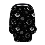 Black And White Planets Pattern Print Baby Seat Cover