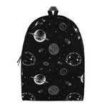Black And White Planets Pattern Print Backpack