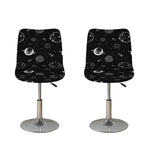 Black And White Planets Pattern Print Bar Stool Covers