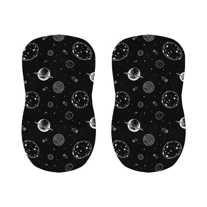 Black And White Planets Pattern Print Bar Stool Covers