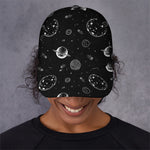Black And White Planets Pattern Print Baseball Cap