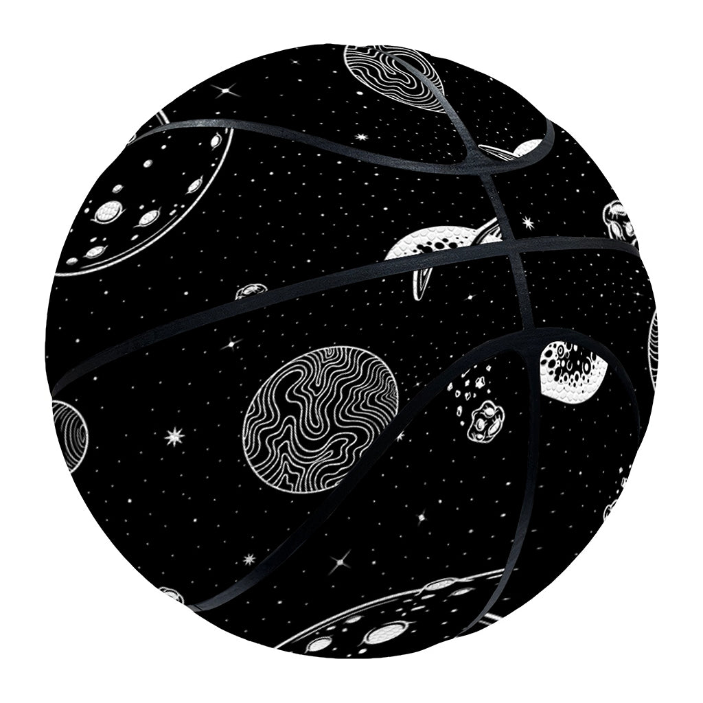 Black And White Planets Pattern Print Basketball
