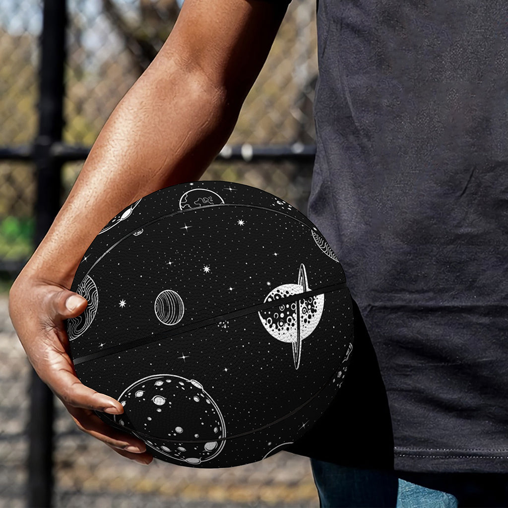 Black And White Planets Pattern Print Basketball