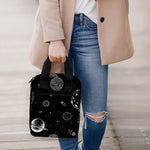 Black And White Planets Pattern Print Bible Tote Bag