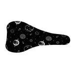 Black And White Planets Pattern Print Bicycle Seat Cover
