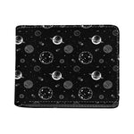 Black And White Planets Pattern Print Bifold Wallet