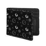 Black And White Planets Pattern Print Bifold Wallet