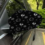 Black And White Planets Pattern Print Car Side Mirror Covers
