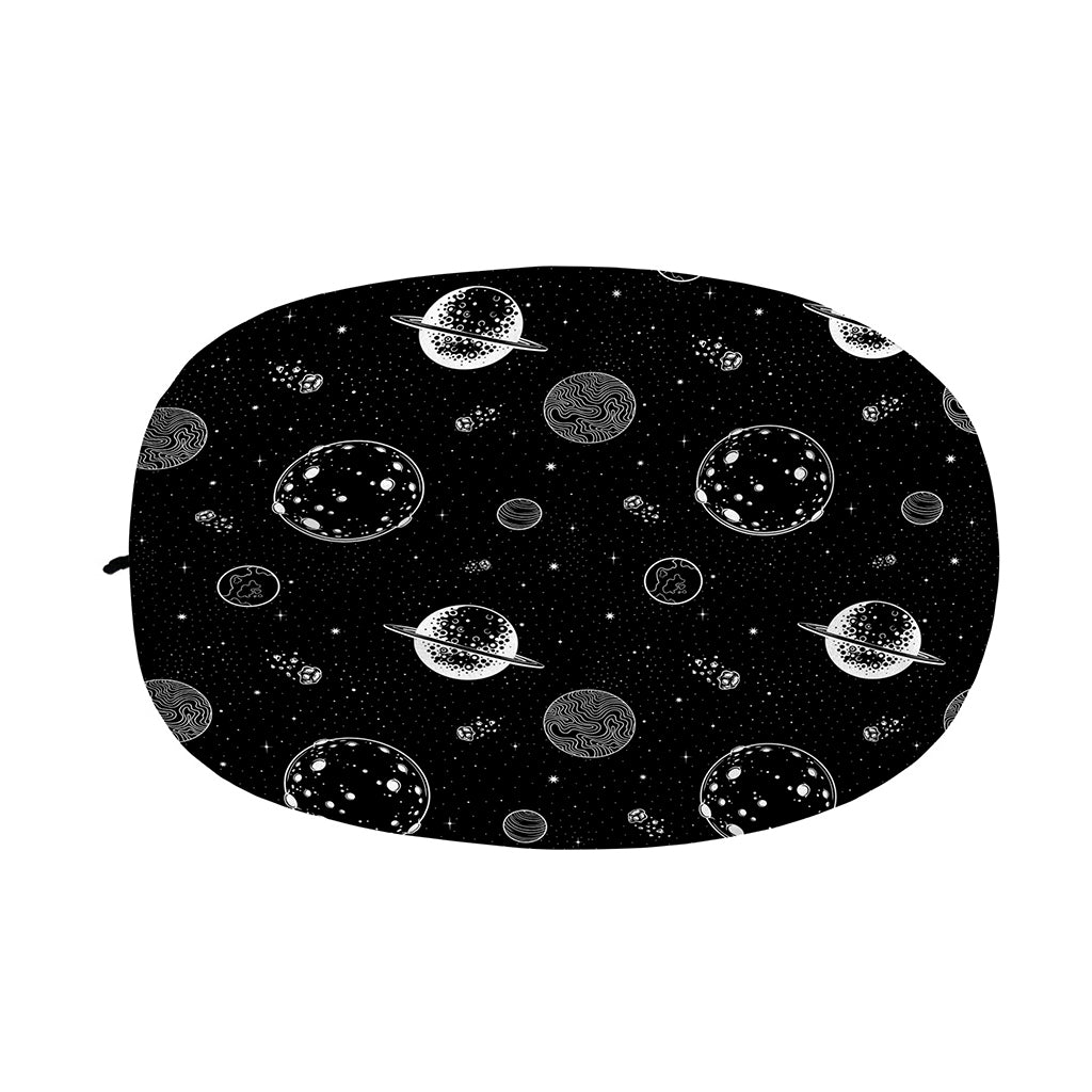 Black And White Planets Pattern Print Car Side Mirror Covers