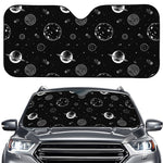 Black And White Planets Pattern Print Car Windshield Sun Shade
