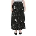 Black And White Planets Pattern Print Chiffon Maxi Skirt