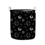 Black And White Planets Pattern Print Collapsible Laundry Basket