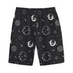 Black And White Planets Pattern Print Cotton Shorts