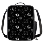 Black And White Planets Pattern Print Crossbody Lunch Bag