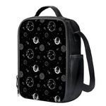 Black And White Planets Pattern Print Crossbody Lunch Bag