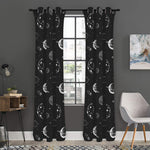 Black And White Planets Pattern Print Curtain