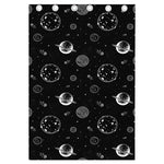 Black And White Planets Pattern Print Curtain