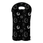 Black And White Planets Pattern Print Double Neoprene Wine Tote