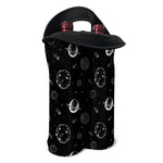 Black And White Planets Pattern Print Double Neoprene Wine Tote