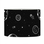 Black And White Planets Pattern Print Drum Lamp Shade