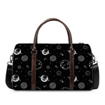 Black And White Planets Pattern Print Duffle Bag