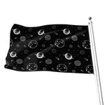 Black And White Planets Pattern Print Flag
