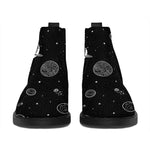Black And White Planets Pattern Print Flat Ankle Boots