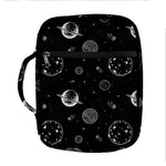 Black And White Planets Pattern Print Front Pocket Bible Bag