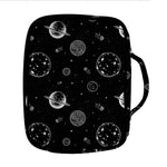 Black And White Planets Pattern Print Front Pocket Bible Bag