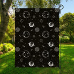 Black And White Planets Pattern Print Garden Flag