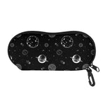 Black And White Planets Pattern Print Glasses Case