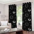 Black And White Planets Pattern Print Grommet Curtains