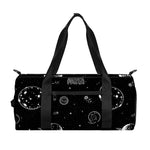 Black And White Planets Pattern Print Gym Bag